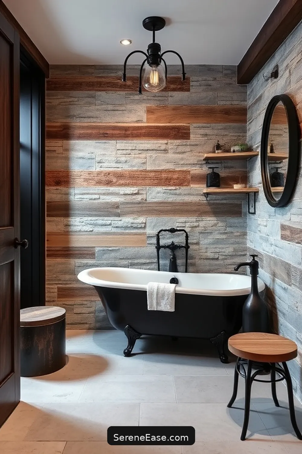 Incorporating Rustic Materials for Achieving a Black and White Rustic Bathroom Style