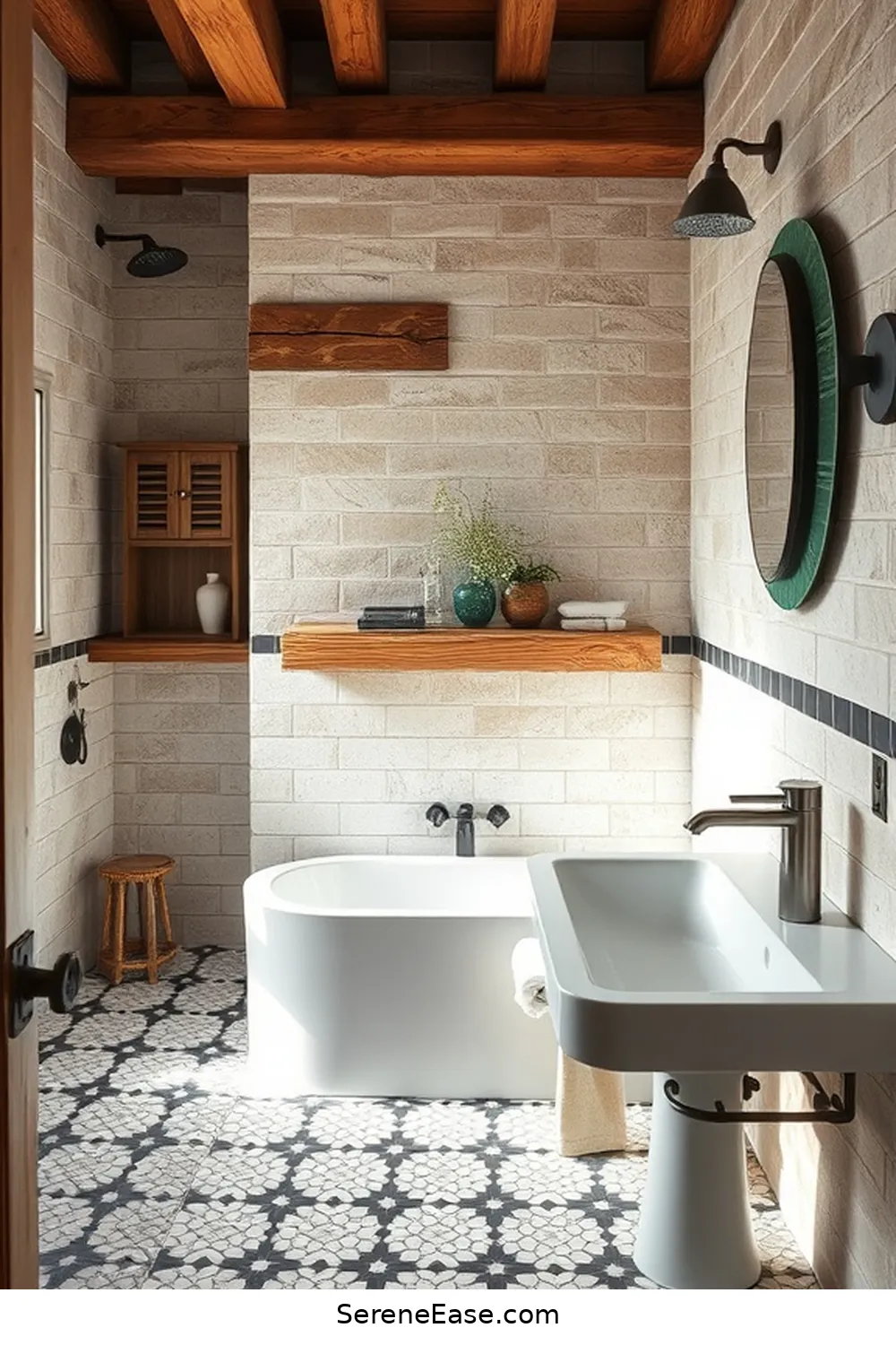 Selecting the Perfect Flooring for Achieving a Black and White Rustic Bathroom Style