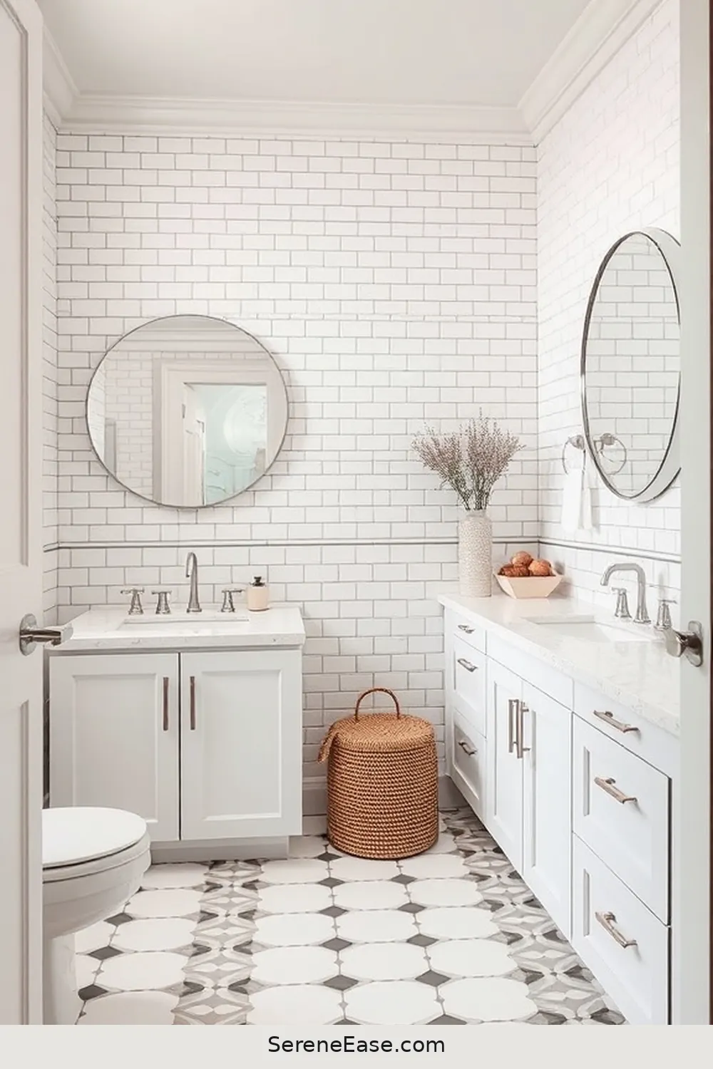 Achieving a Monochromatic Bathroom in Mid-Century Modern Style 7 Utilizing Patterns and Shapes for Achieving a Monochromatic Bathroom in Mid-Century Modern Style