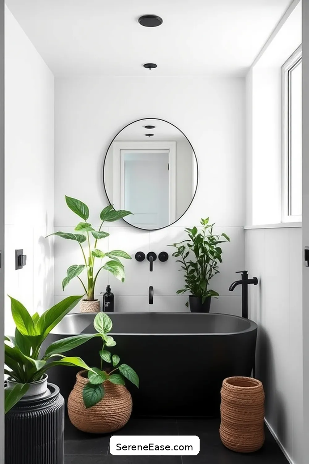 Achieving a Monochromatic Scandinavian Style Bathroom 10 Incorporating Greenery and Natural Elements for Achieving a Monochromatic Scandinavian Style Bathroom
