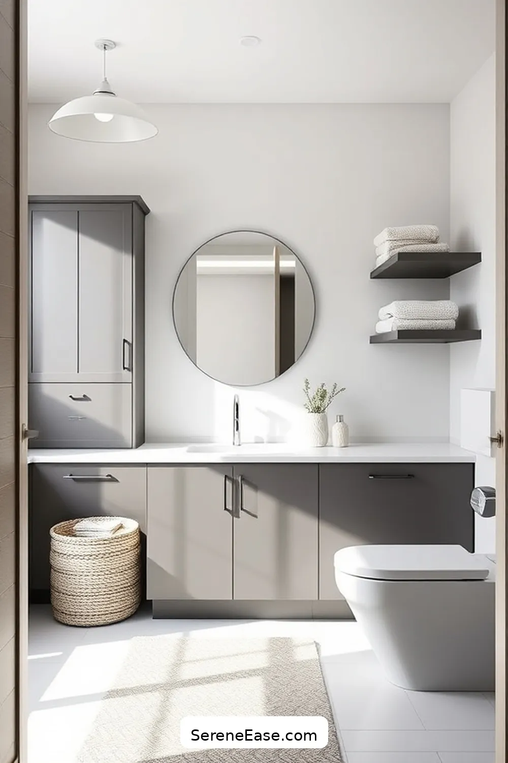 Achieving a Monochromatic Scandinavian Style Bathroom 7 Opting for Functional Storage Solutions for Achieving a Monochromatic Scandinavian Style Bathroom