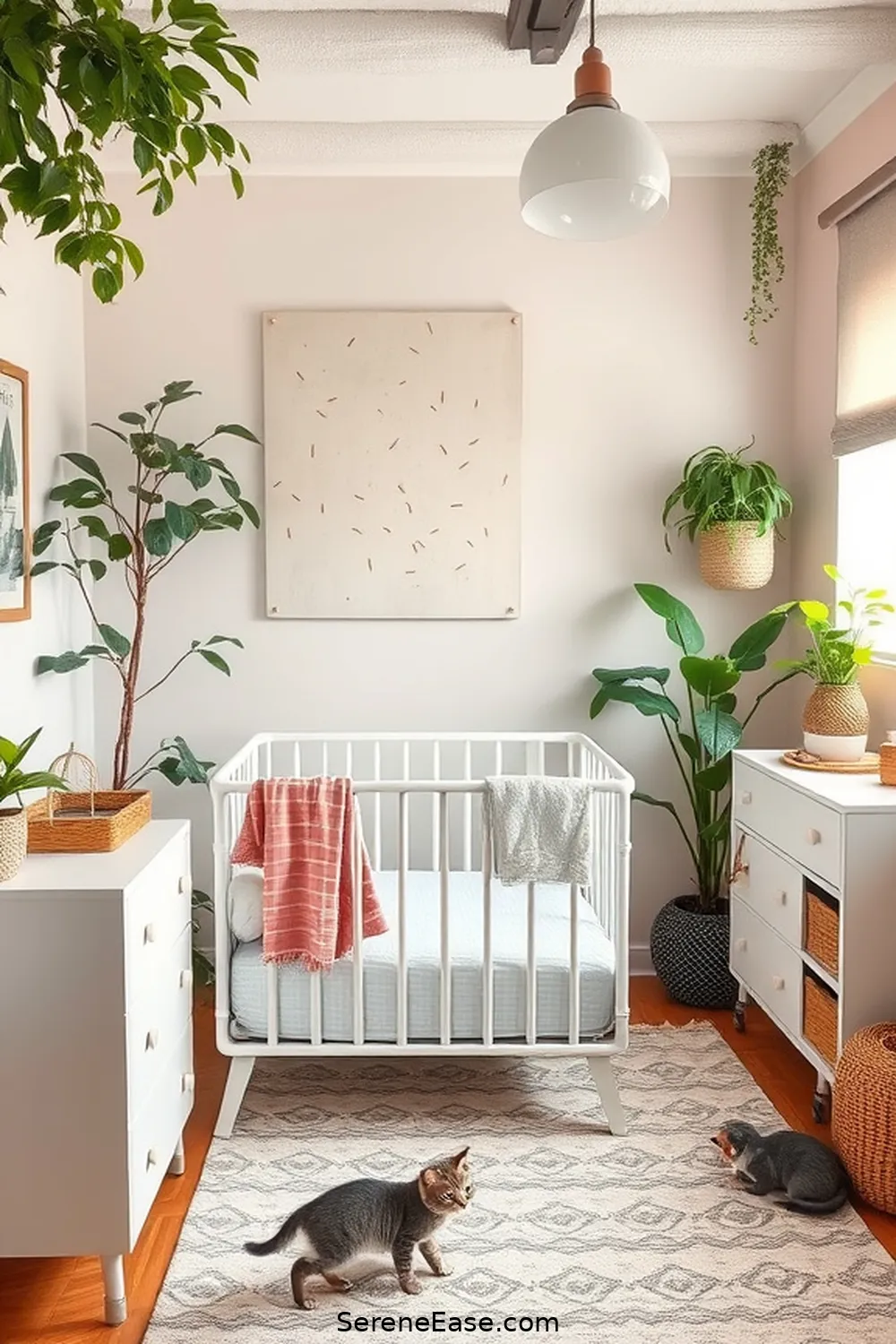 Using Plants to Soften the Space for Blending Pastels and Industrial Style in Your Nursery