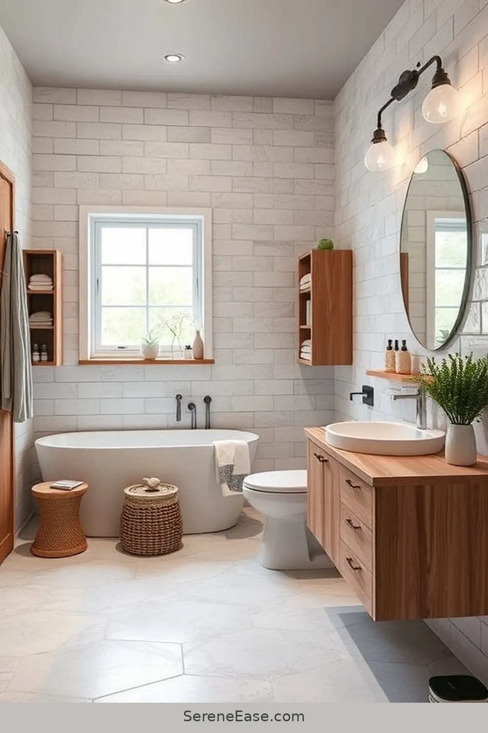 Blending Pastels and Rustic Style in Bathroom Design 11 Utilizing Space Efficiently for Blending Pastels and Rustic Style in Bathroom Design