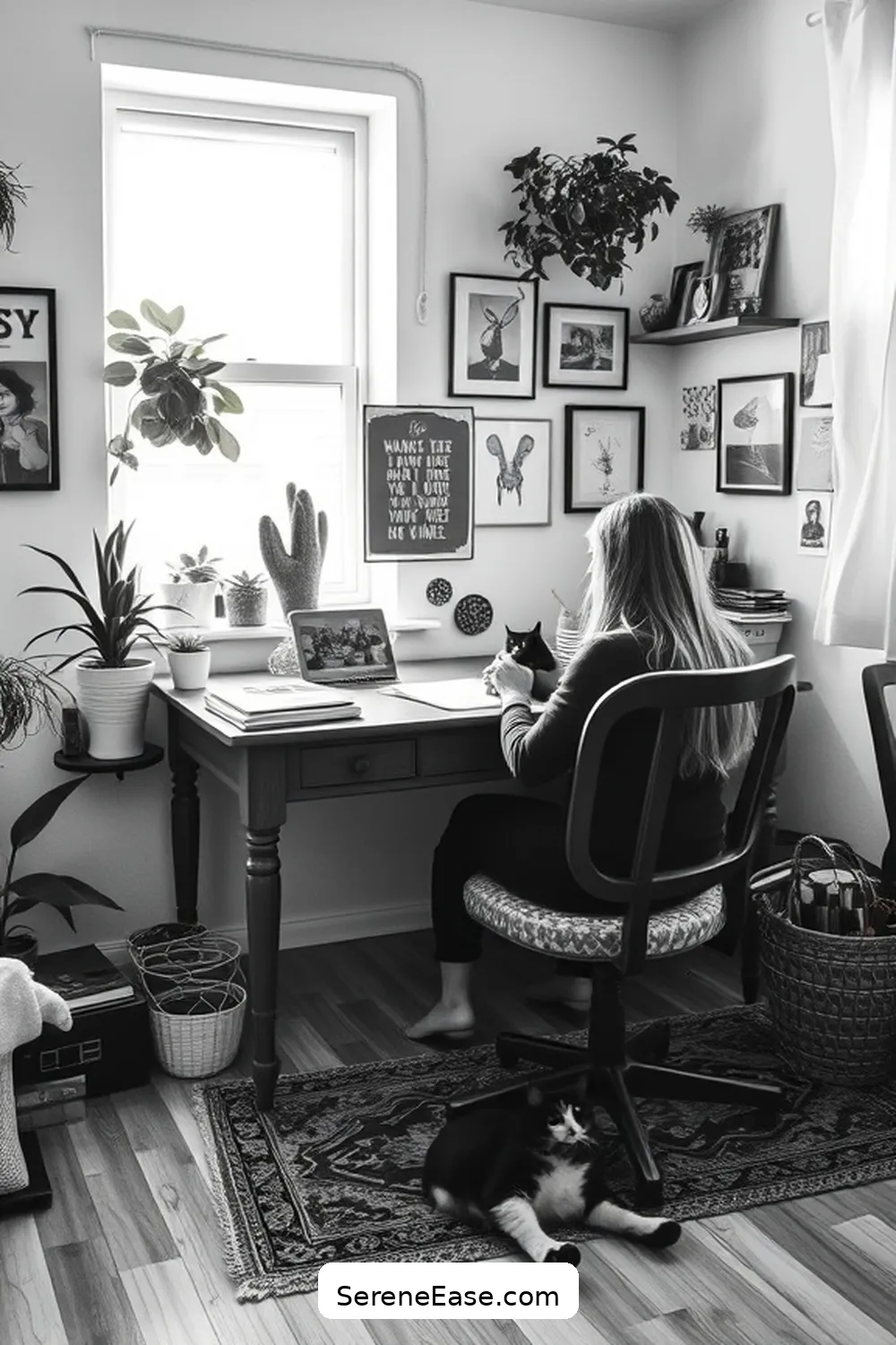 Create a Black and White Bohemian Home Office Style 7 Add Personal Touches for Create a Black and White Bohemian Home Office Style