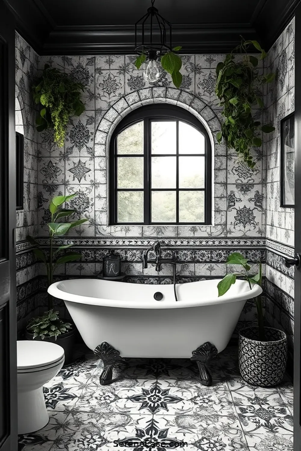 Create a Bohemian-Inspired Black and White Bathroom Style 3 Incorporate Eclectic Patterns and Prints for Create a Bohemian-Inspired Black and White Bathroom Style