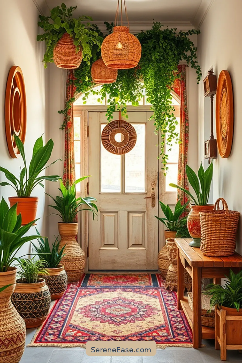 Create a Bold and Bright Bohemian Entryway Style 9 Incorporate Greenery and Natural Elements for Create a Bold and Bright Bohemian Entryway Style