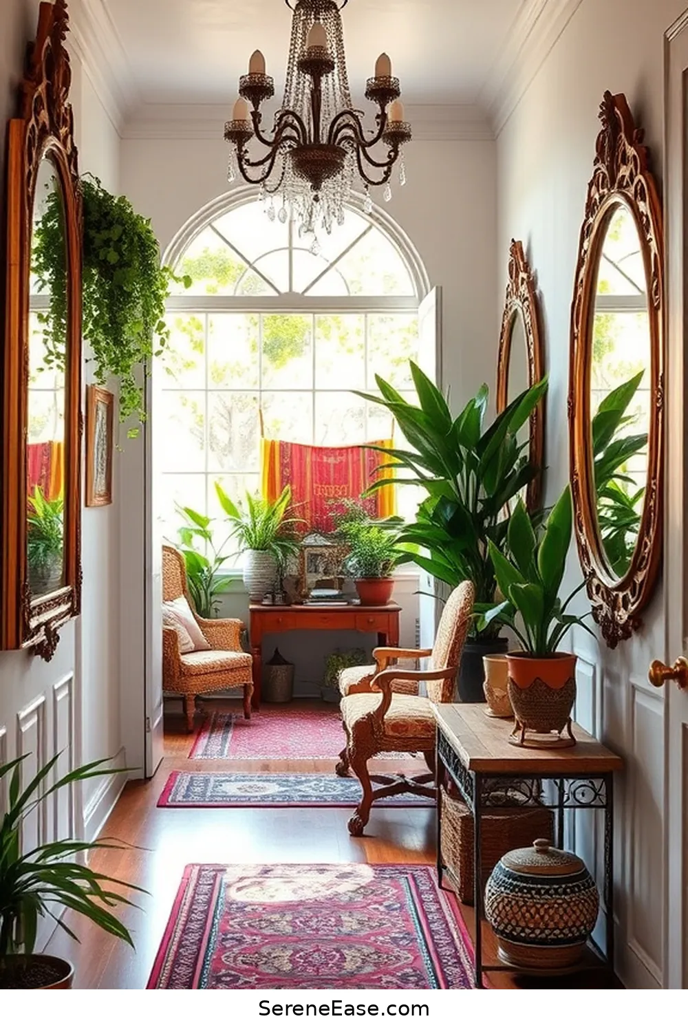 Create a Bold and Bright Bohemian Entryway Style 10 Use Mirrors to Enhance Space for Create a Bold and Bright Bohemian Entryway Style
