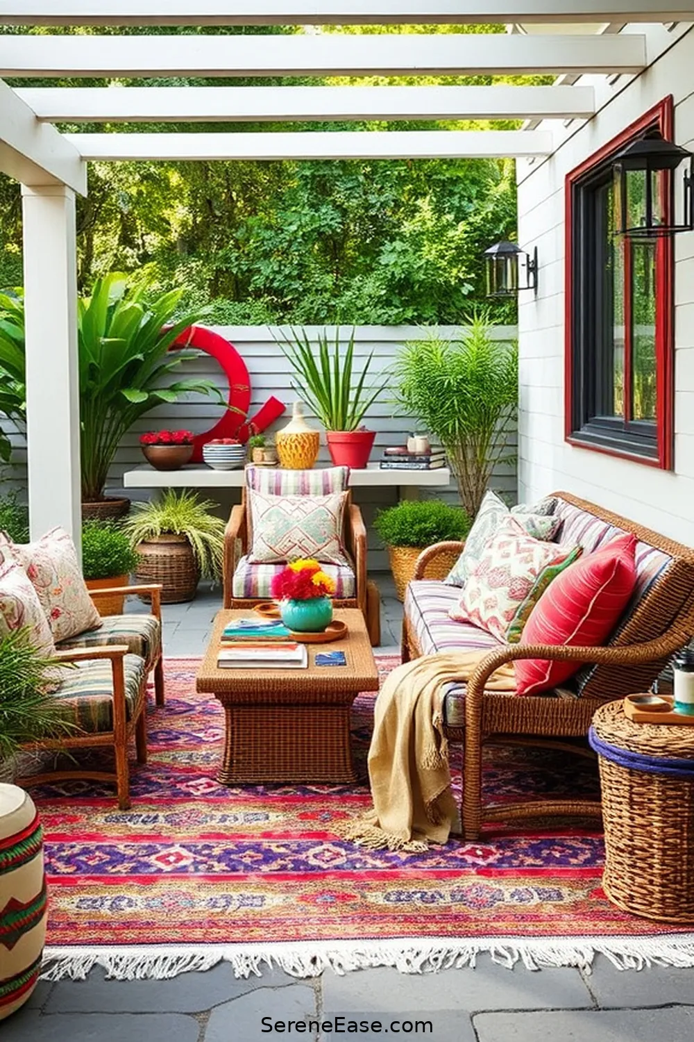 Create a Bold and Bright Bohemian Outdoor Patio Style 6 Add Layers With Textiles for Create a Bold and Bright Bohemian Outdoor Patio Style