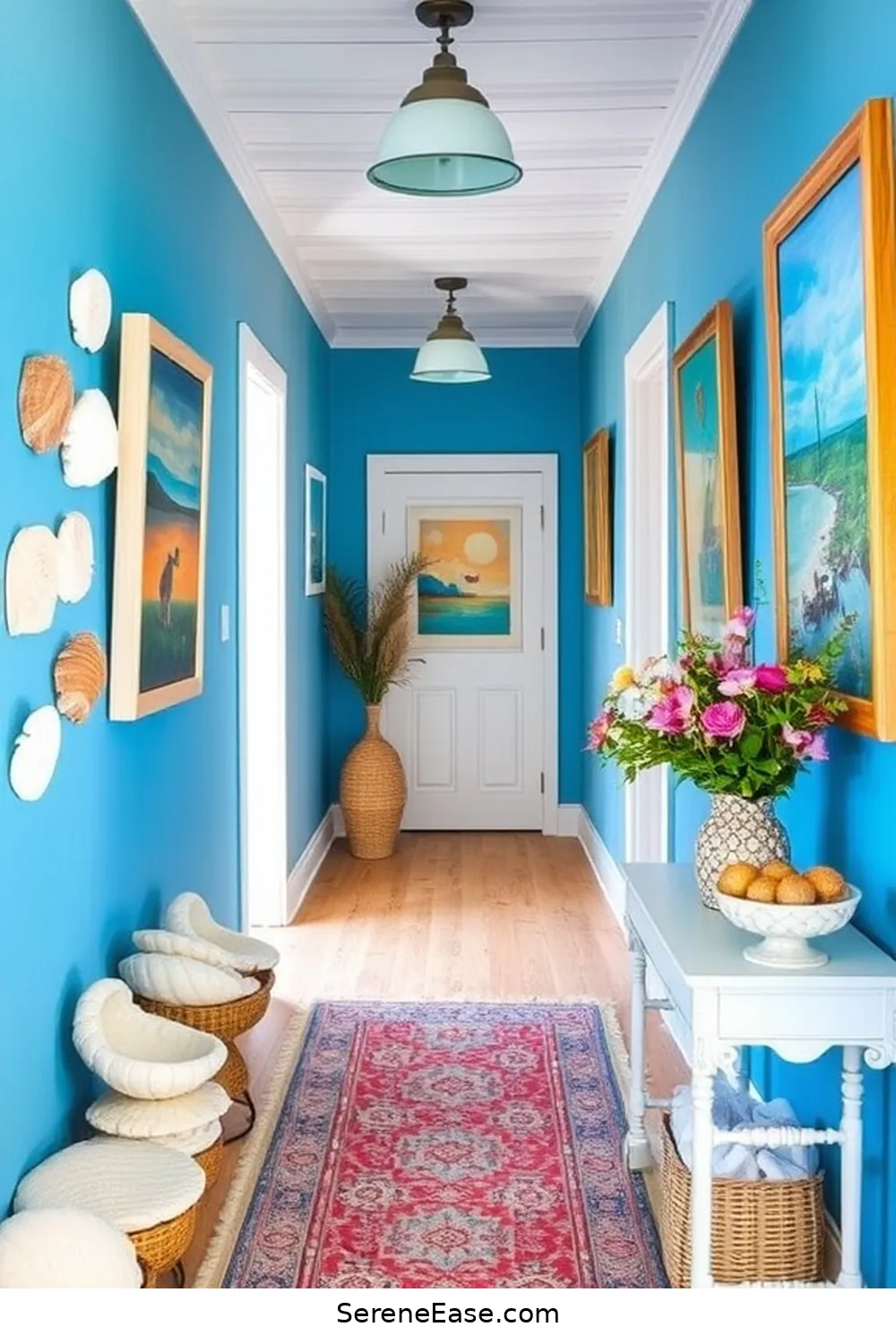 Create a Bold and Bright Coastal Hallway Style 16 Consider Seasonal Updates for Freshness for Create a Bold and Bright Coastal Hallway Style