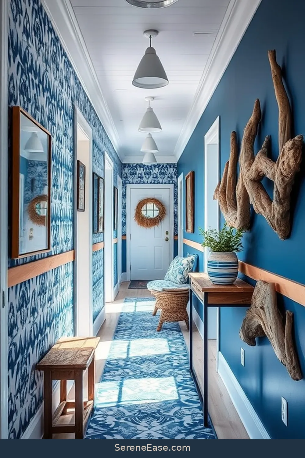 Create a Bold and Bright Coastal Hallway Style 3 Incorporate Nautical Patterns and Textures for Create a Bold and Bright Coastal Hallway Style