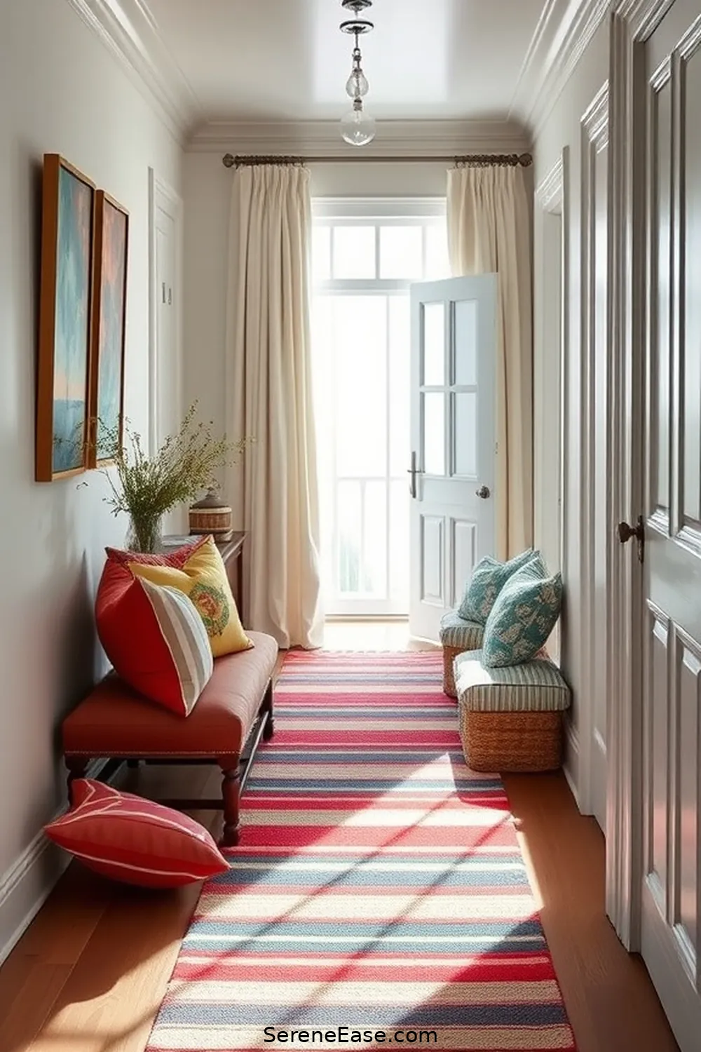 Create a Bold and Bright Coastal Hallway Style 13 Layer Textiles for Comfort and Style for Create a Bold and Bright Coastal Hallway Style