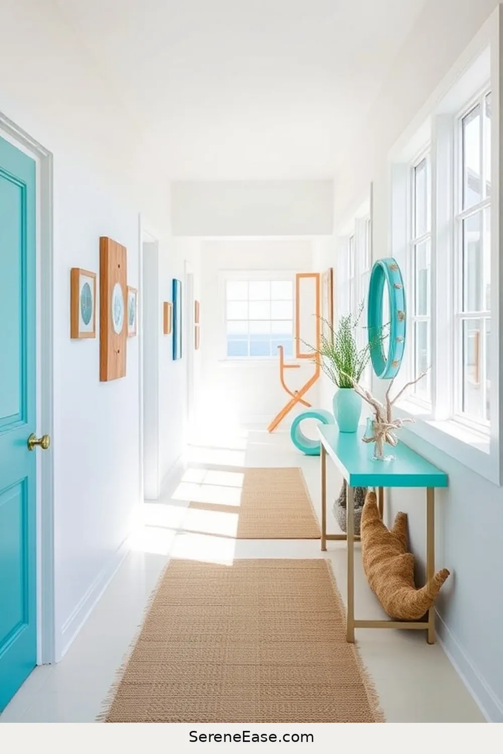 Create a Bold and Bright Coastal Hallway Style 15 Maintain a Minimalist Approach for Clarity for Create a Bold and Bright Coastal Hallway Style