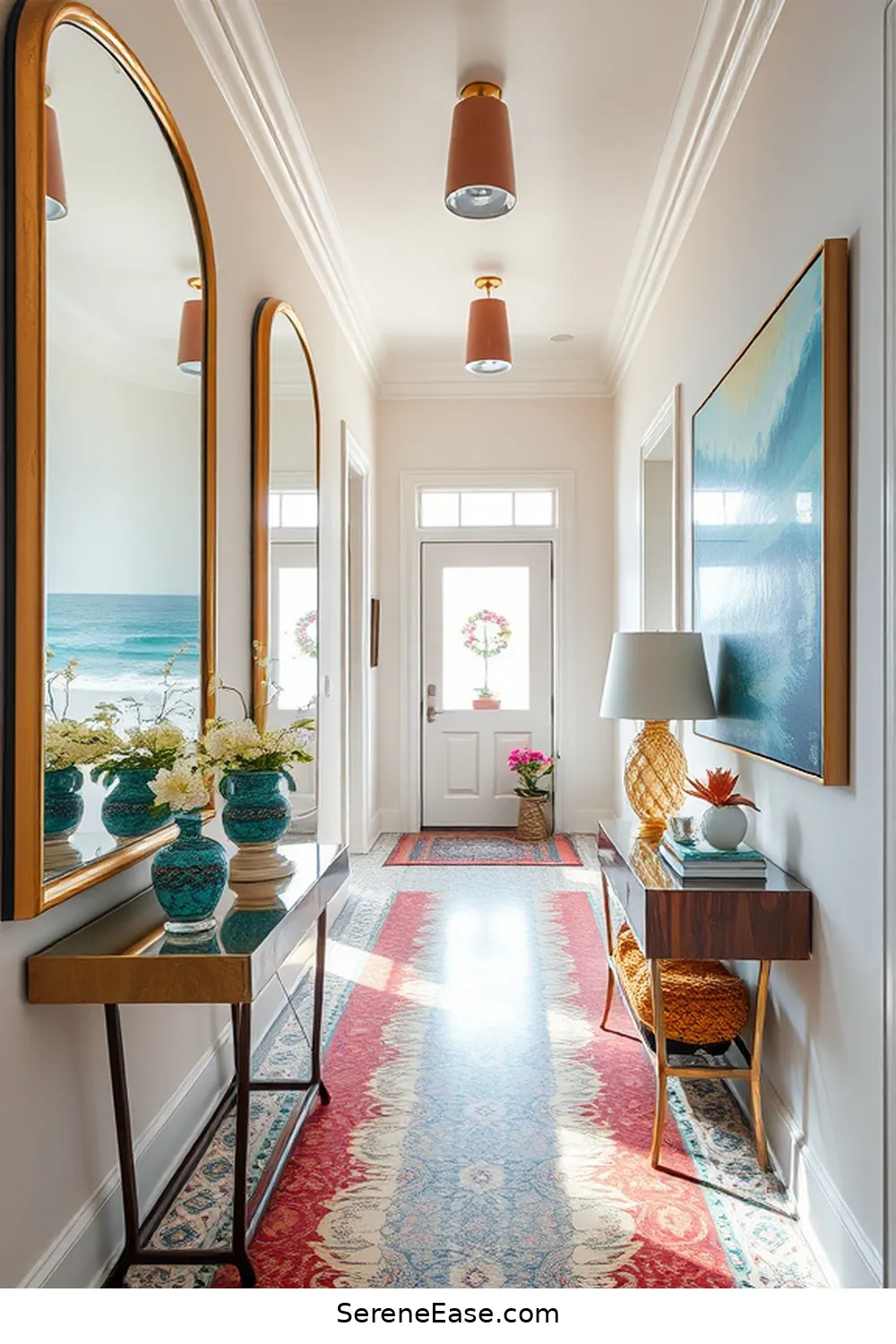Create a Bold and Bright Coastal Hallway Style 7 Use Mirrors to Enhance Space and Light for Create a Bold and Bright Coastal Hallway Style