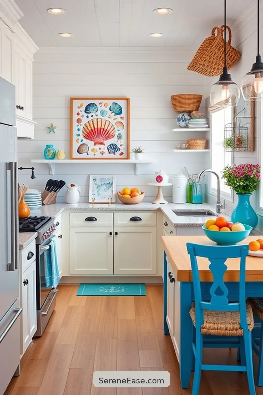 Create a Bold and Bright Coastal Kitchen Style 9 Personalize With Coastal Artwork and Accessories for Create a Bold and Bright Coastal Kitchen Style