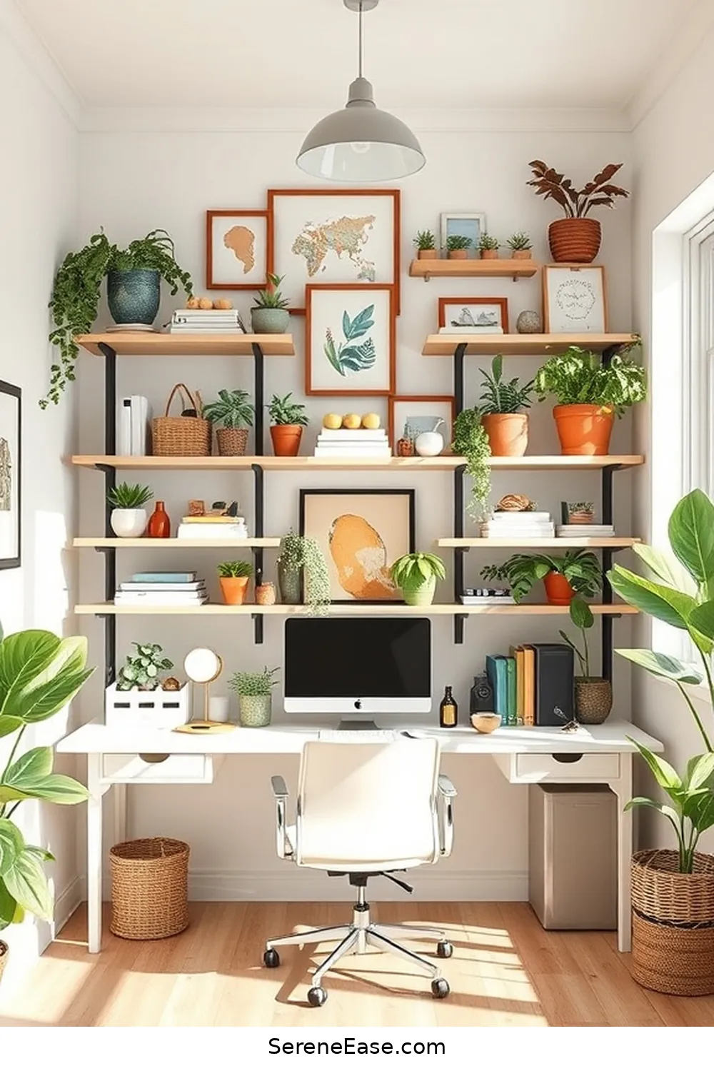 Create a Bold and Bright Modern Farmhouse Home Office Style 10 Utilize Open Shelving for Stylish Organization for Create a Bold and Bright Modern Farmhouse Home Office Style