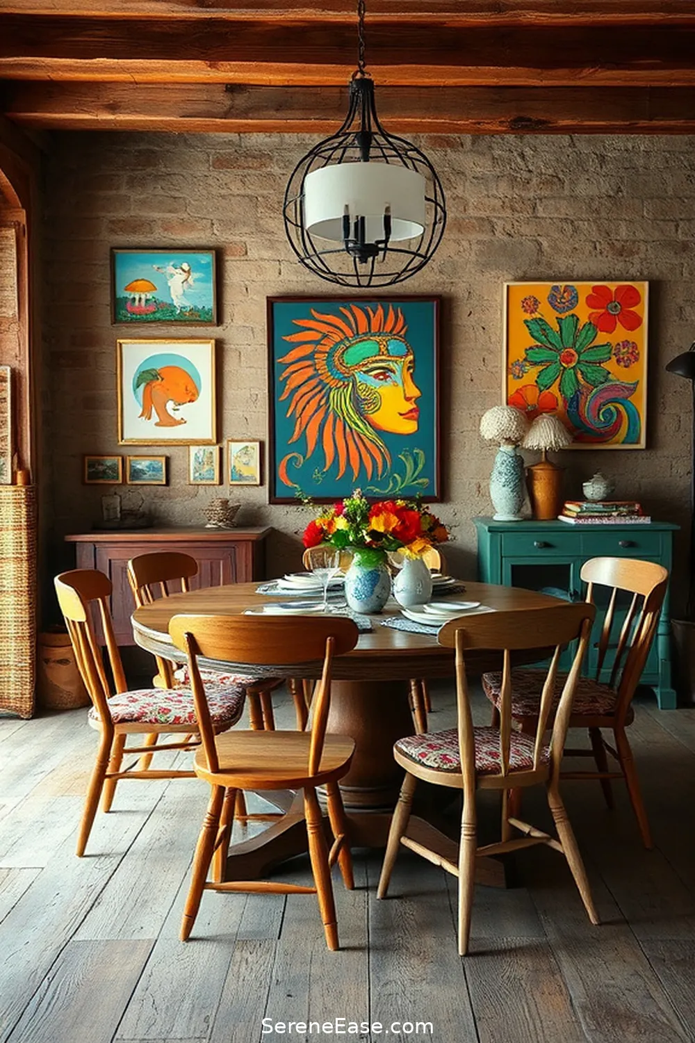 Create a Bold and Bright Rustic Dining Room Style 4 Incorporate Playful Patterns for Create a Bold and Bright Rustic Dining Room Style