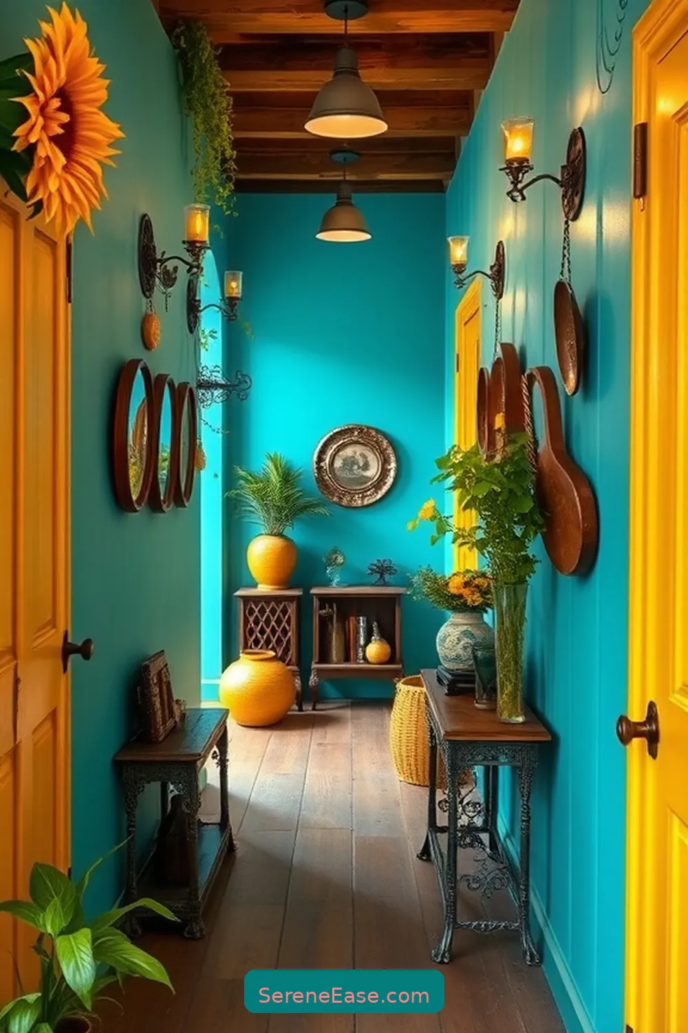 Create a Bold and Bright Rustic Hallway Style 3 Choose a Vibrant Color Palette for Create a Bold and Bright Rustic Hallway Style