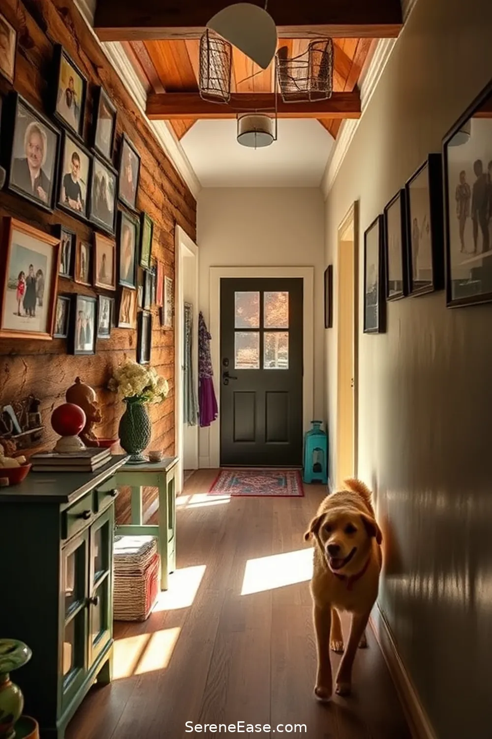 Create a Bold and Bright Rustic Hallway Style 16 Personalize With Family Photos and Mementos for Create a Bold and Bright Rustic Hallway Style