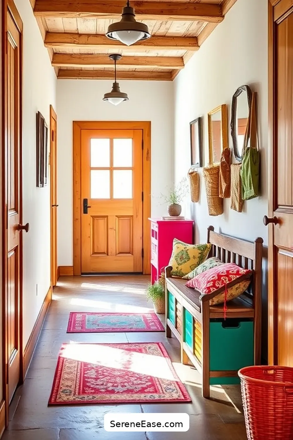 Create a Bold and Bright Rustic Hallway Style 8 Utilize Functional Furniture Pieces for Create a Bold and Bright Rustic Hallway Style
