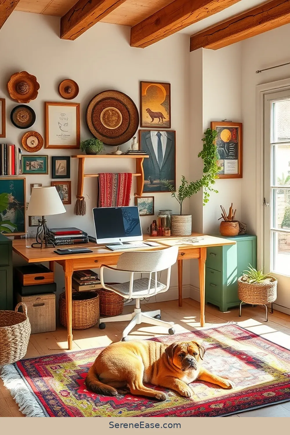 Add Personal Touches and Decor for Create a Bold and Bright Rustic Home Office Style