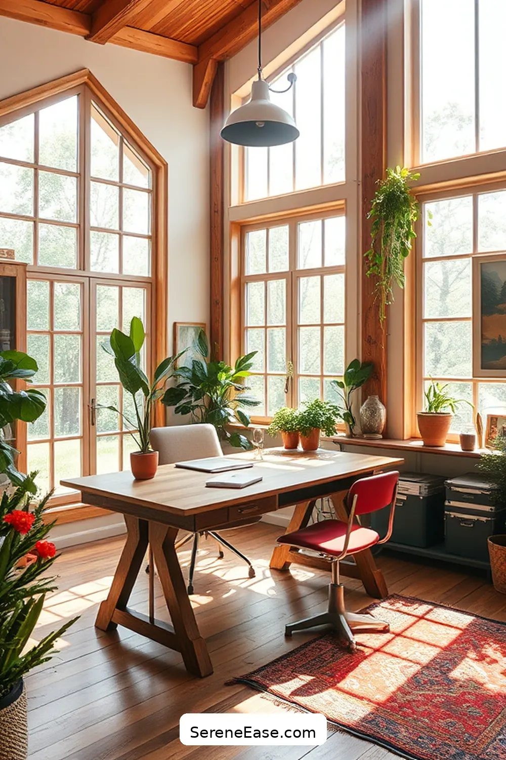 Optimize Lighting for Productivity for Create a Bold and Bright Rustic Home Office Style