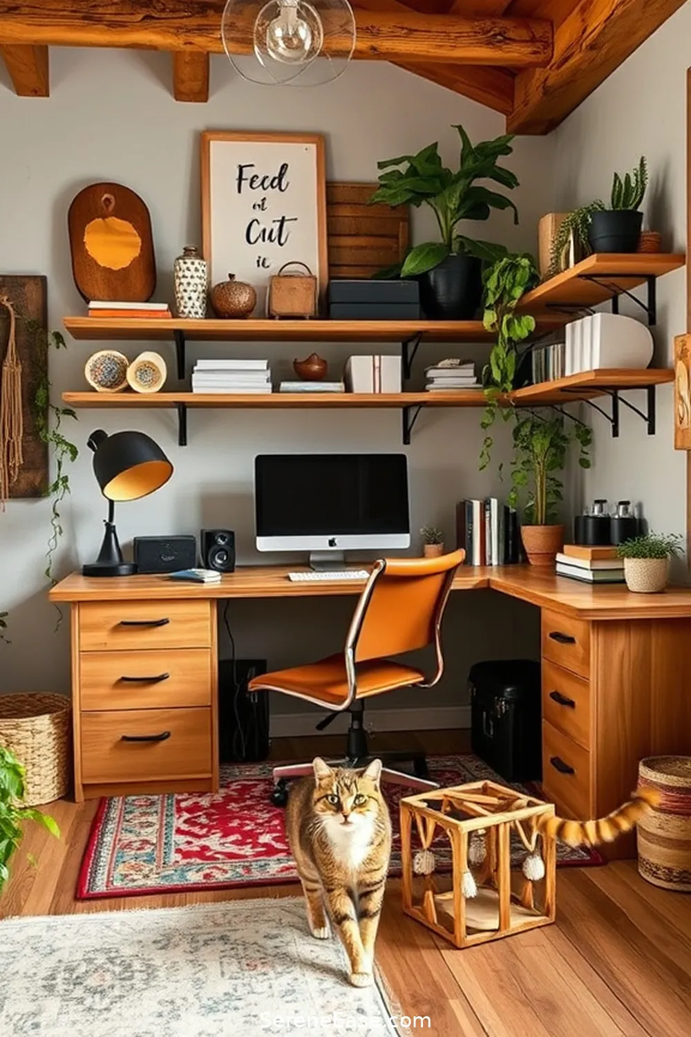 Utilize Storage Solutions With Style for Create a Bold and Bright Rustic Home Office Style