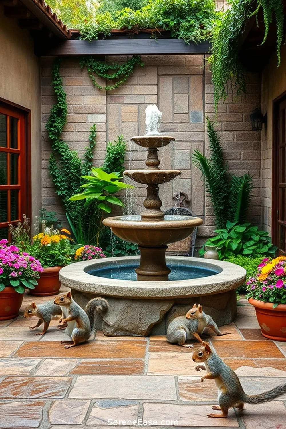 Create a Bold and Bright Rustic Outdoor Patio 12 Integrating Water Features for Create a Bold and Bright Rustic Outdoor Patio