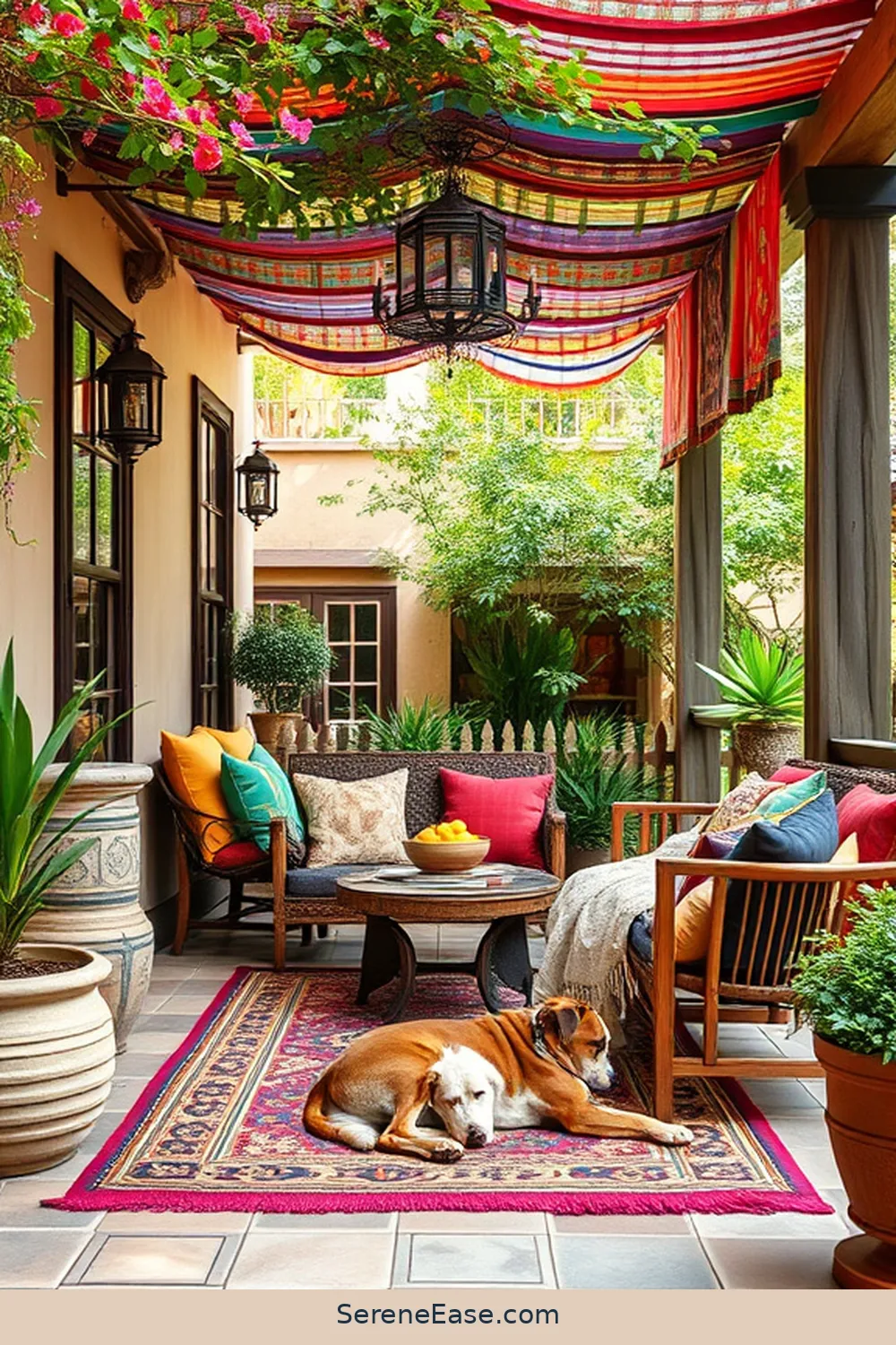 Create a Bold and Bright Rustic Outdoor Patio 10 Layering Textiles for Comfort for Create a Bold and Bright Rustic Outdoor Patio