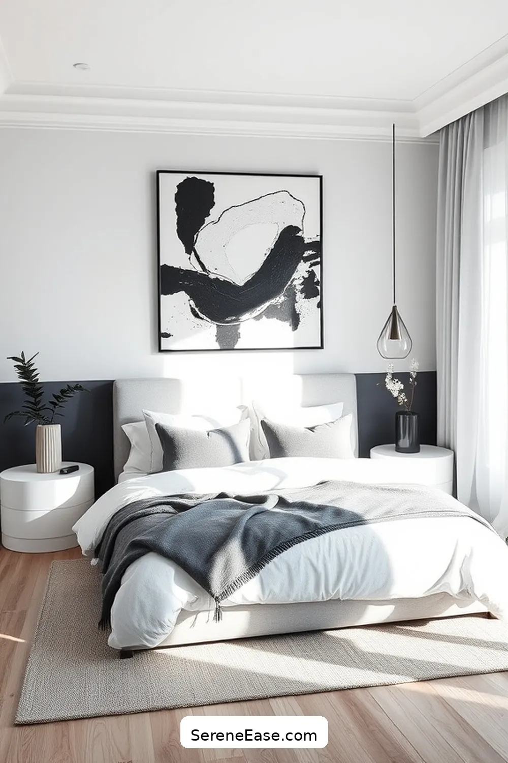 Create a Chic Black and White Bedroom in Scandinavian Style 11 Utilizing Wall Art and Decor for Create a Chic Black and White Bedroom in Scandinavian Style