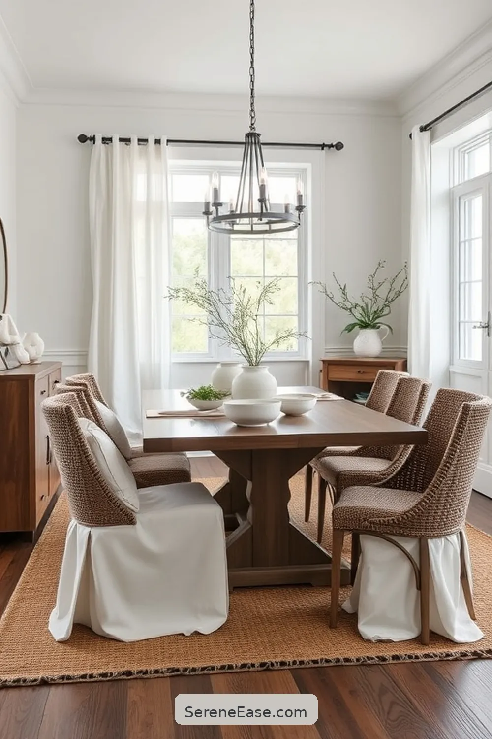 Create a Monochromatic Dining Room in Modern Farmhouse Style 6 Adding Textures With Fabrics and Materials for Create a Monochromatic Dining Room in Modern Farmhouse Style