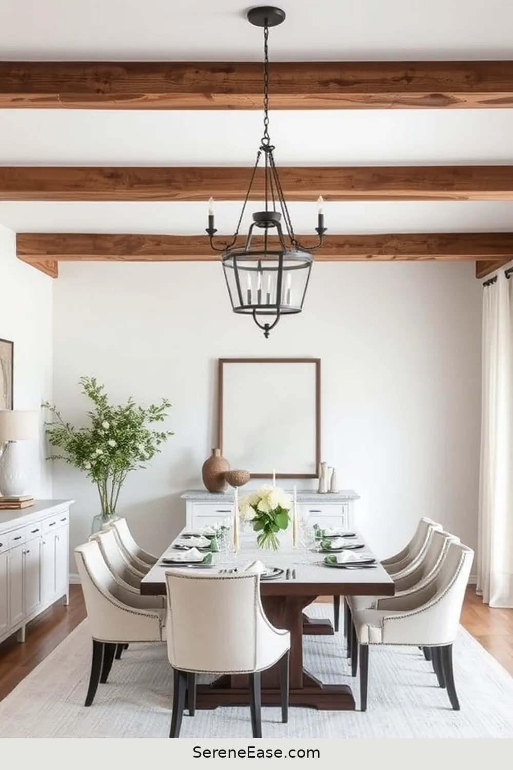 Create a Monochromatic Dining Room in Modern Farmhouse Style 5 Incorporating Farmhouse Lighting Fixtures for Create a Monochromatic Dining Room in Modern Farmhouse Style