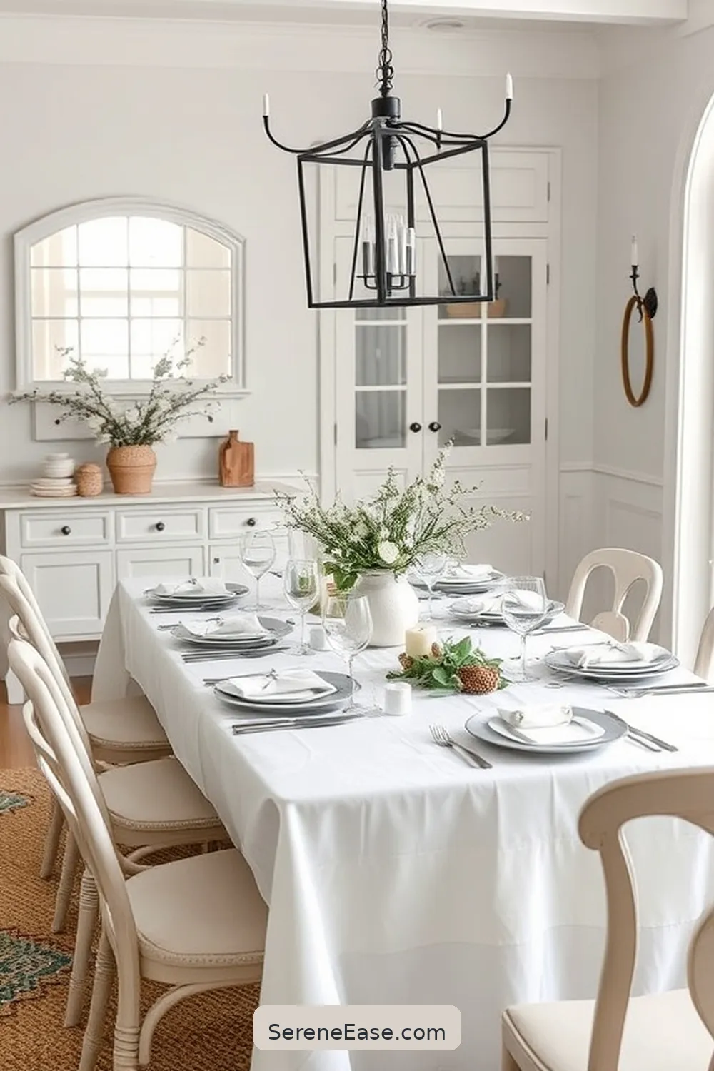 Create a Monochromatic Dining Room in Modern Farmhouse Style 12 Maintaining Cohesion With Table Settings for Create a Monochromatic Dining Room in Modern Farmhouse Style