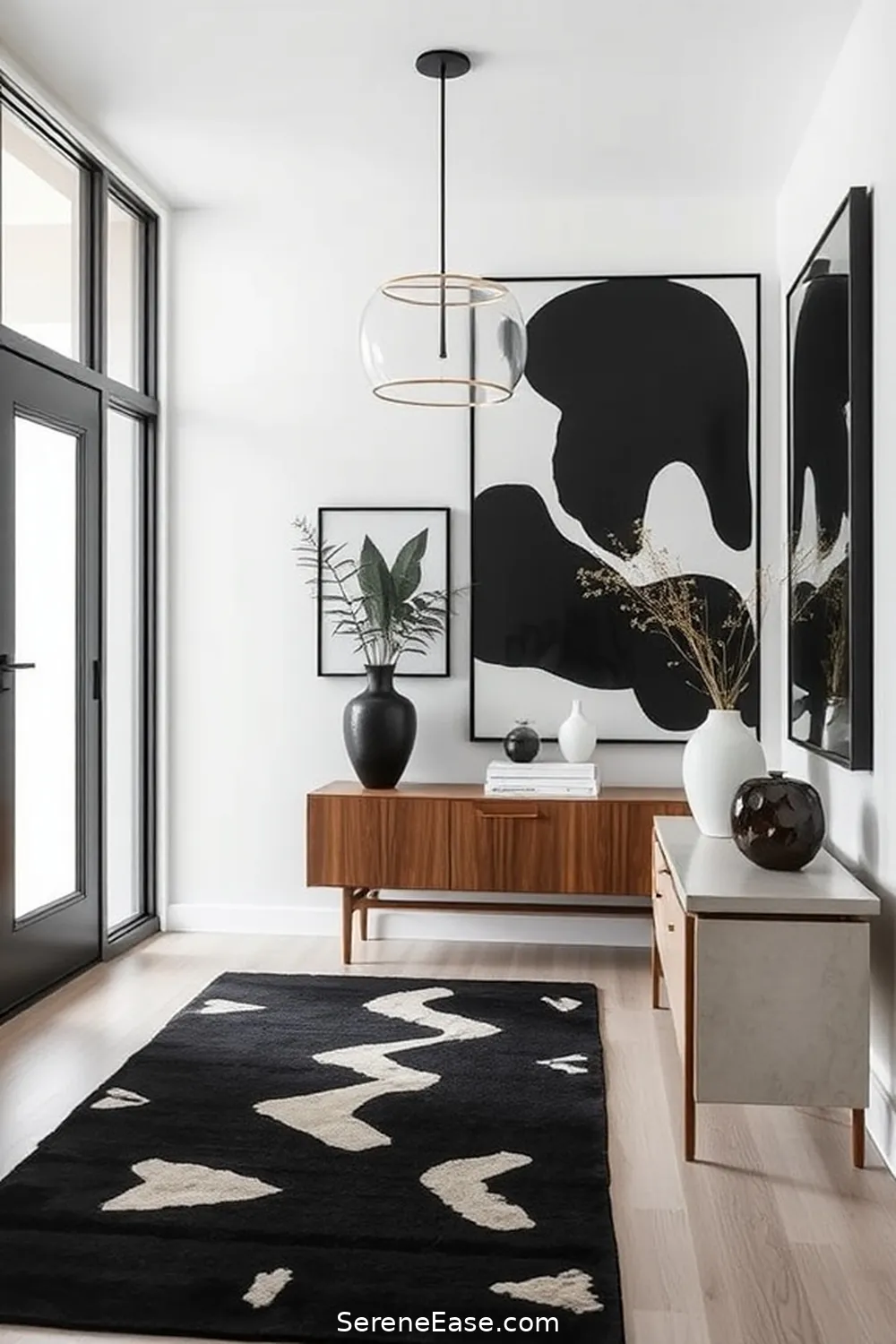 Create a Monochromatic Entryway in Mid-Century Modern Style 8 Adding Artwork and Decor for Create a Monochromatic Entryway in Mid-Century Modern Style
