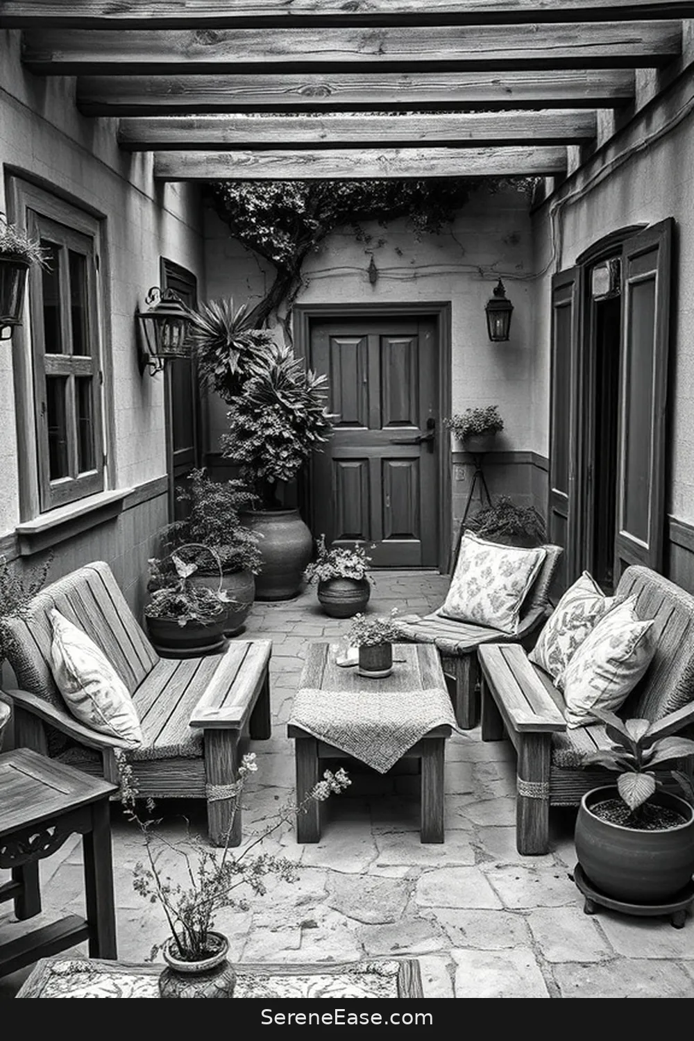 Create a Rustic Outdoor Patio in Black and White Style 7 Adding Natural Elements for Create a Rustic Outdoor Patio in Black and White Style