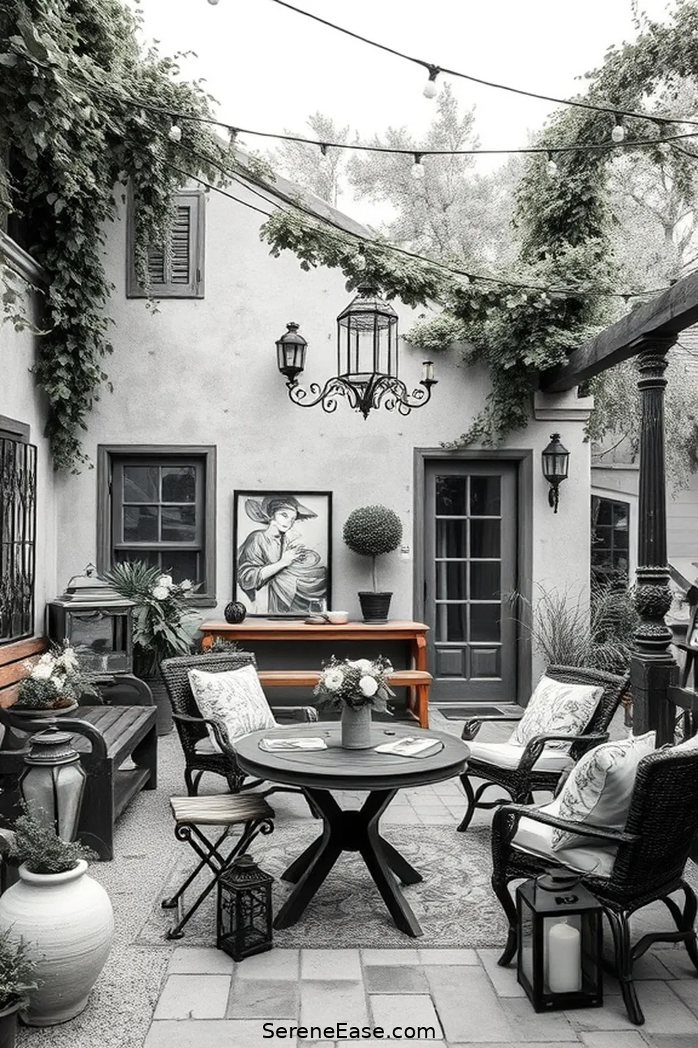 Create a Rustic Outdoor Patio in Black and White Style 13 Personalizing With Art and Accessories for Create a Rustic Outdoor Patio in Black and White Style
