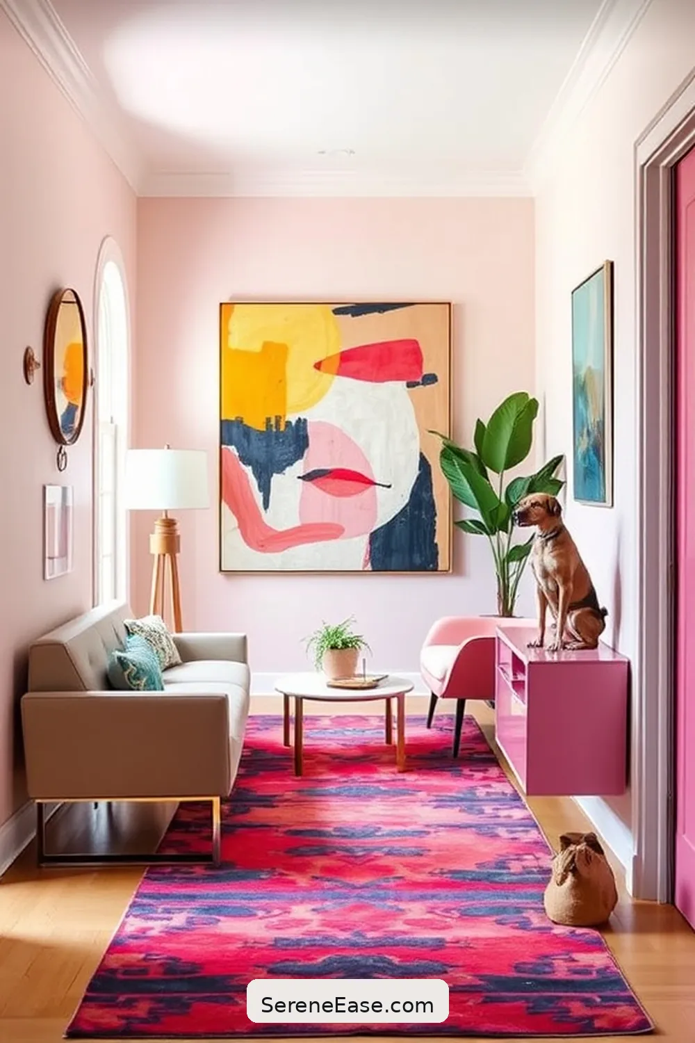 Creating a Chic Hallway With Pastels in Mid-Century Modern Style 6 Creating a Focal Point With Statement Pieces for Creating a Chic Hallway With Pastels in Mid-Century Modern Style