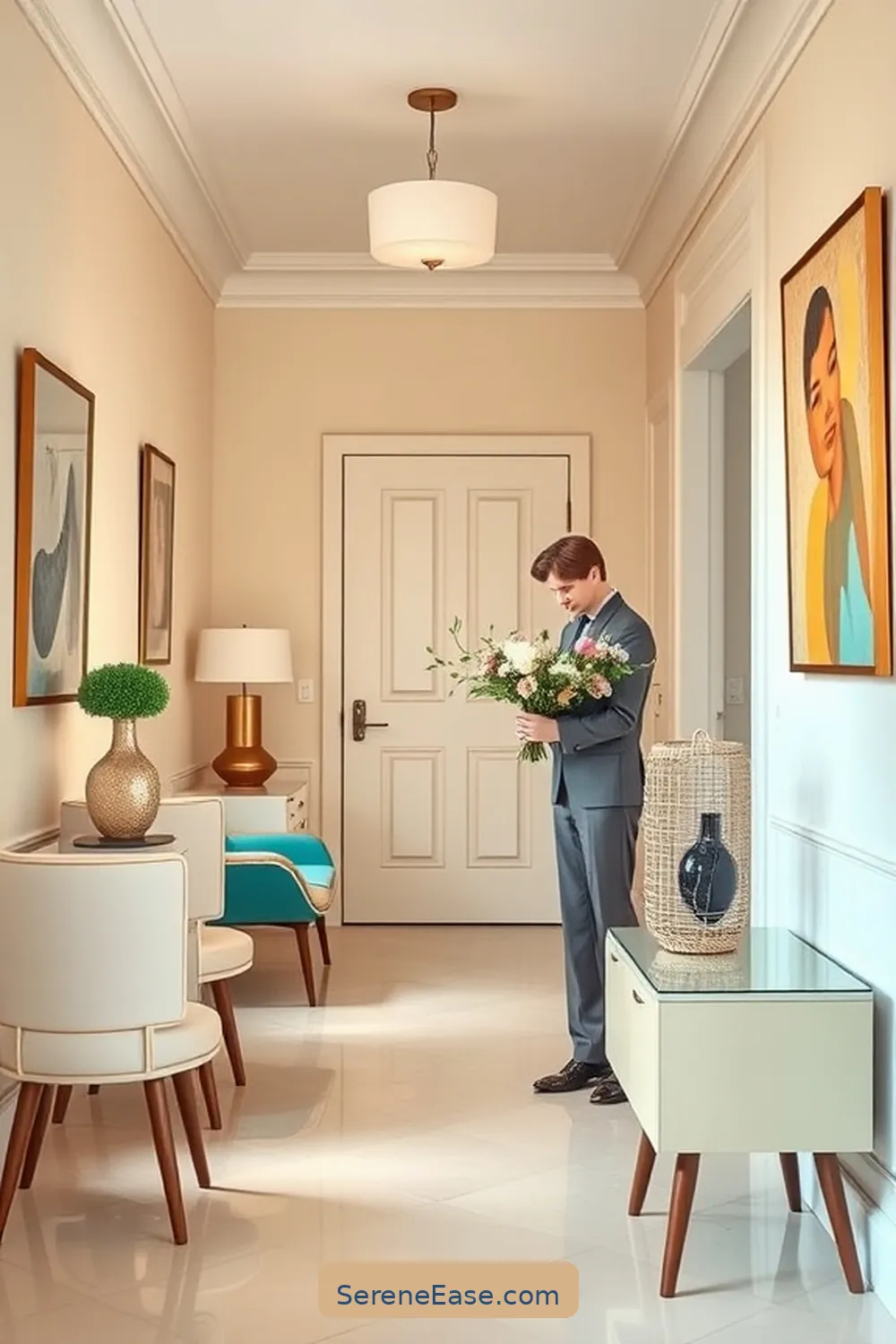 Creating a Chic Hallway With Pastels in Mid-Century Modern Style 13 Tips for Maintaining Your Chic Hallway Design for Creating a Chic Hallway With Pastels in Mid-Century Modern Style