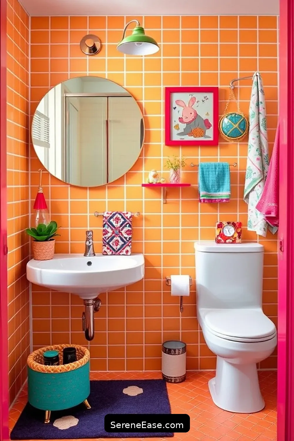 Design a Bold and Bright Bathroom in Mid-Century Modern Style 7 Adding Fun Accessories for Design a Bold and Bright Bathroom in Mid-Century Modern Style