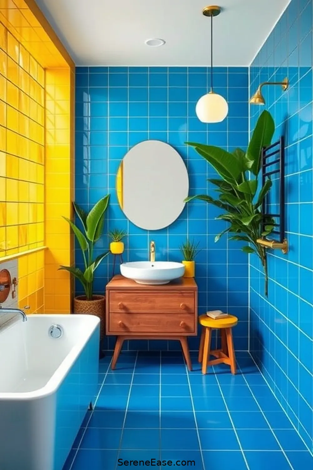Design a Bold and Bright Bathroom in Mid-Century Modern Style 3 Choosing a Bold Color Palette for Design a Bold and Bright Bathroom in Mid-Century Modern Style