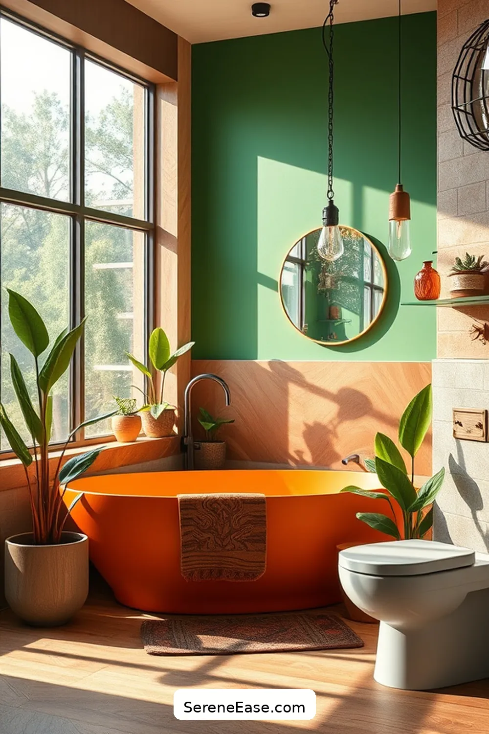 Design a Bold and Bright Bathroom in Mid-Century Modern Style 8 Integrating Natural Elements for Design a Bold and Bright Bathroom in Mid-Century Modern Style