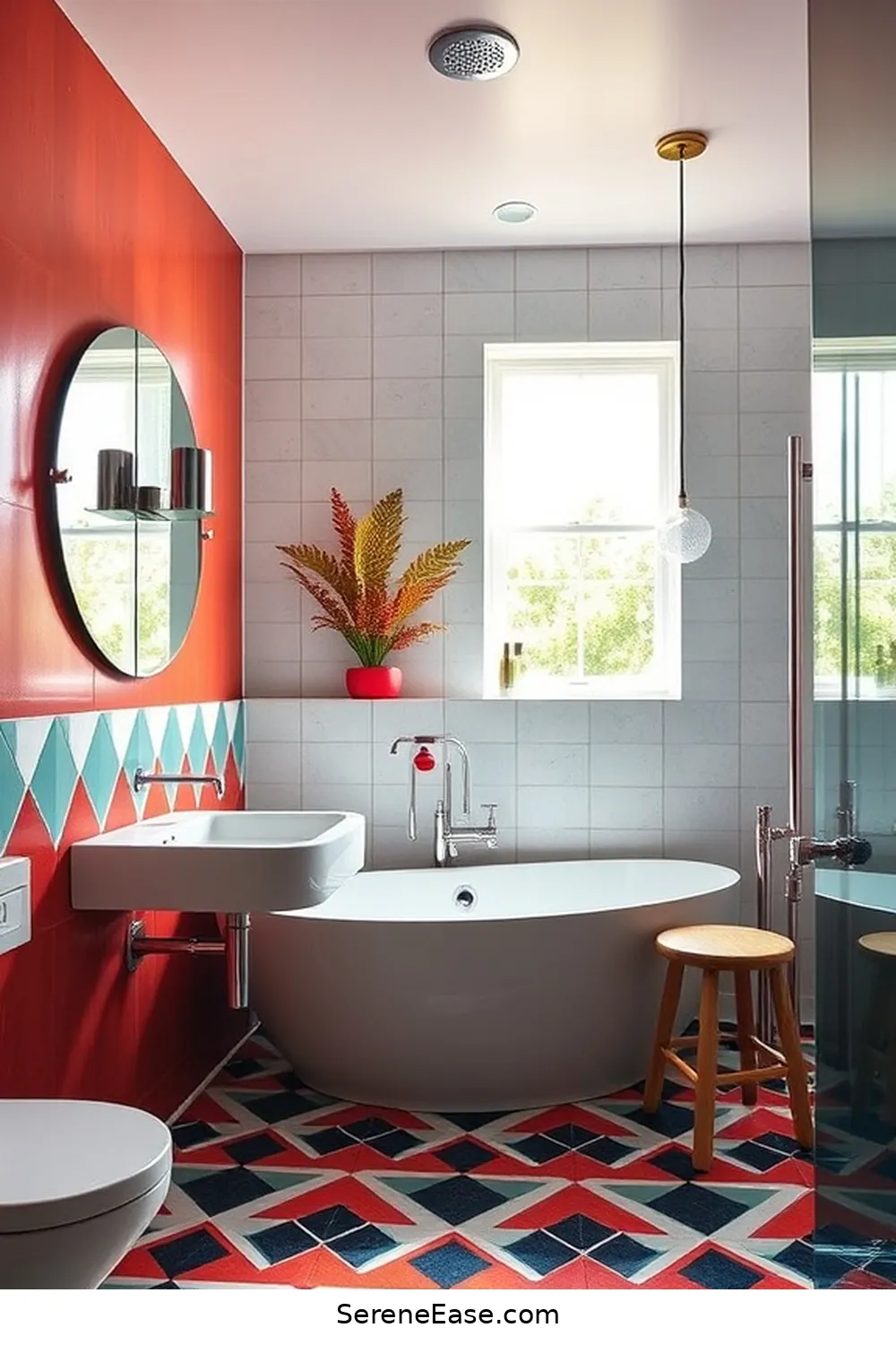 Design a Bold and Bright Bathroom in Mid-Century Modern Style 5 Selecting Statement Tiles for Design a Bold and Bright Bathroom in Mid-Century Modern Style