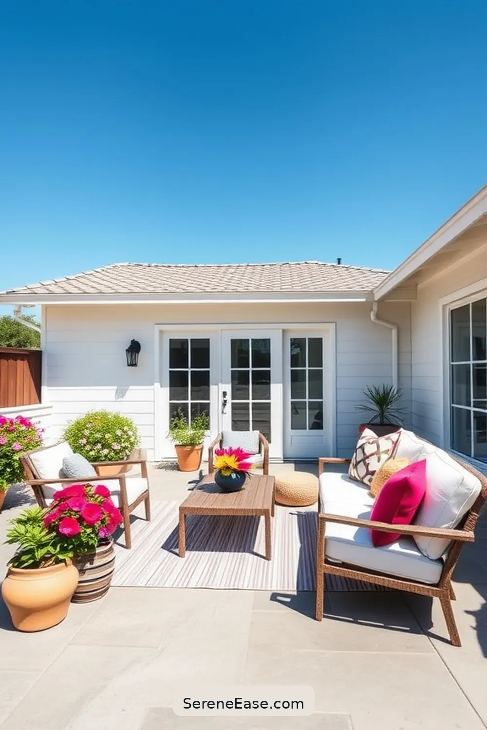 Design a Bold and Bright Outdoor Patio in Modern Farmhouse Style 2 Embrace a Color Palette of Bright Neutrals and Bold Hues for Design a Bold and Bright Outdoor Patio in Modern Farmhouse Style