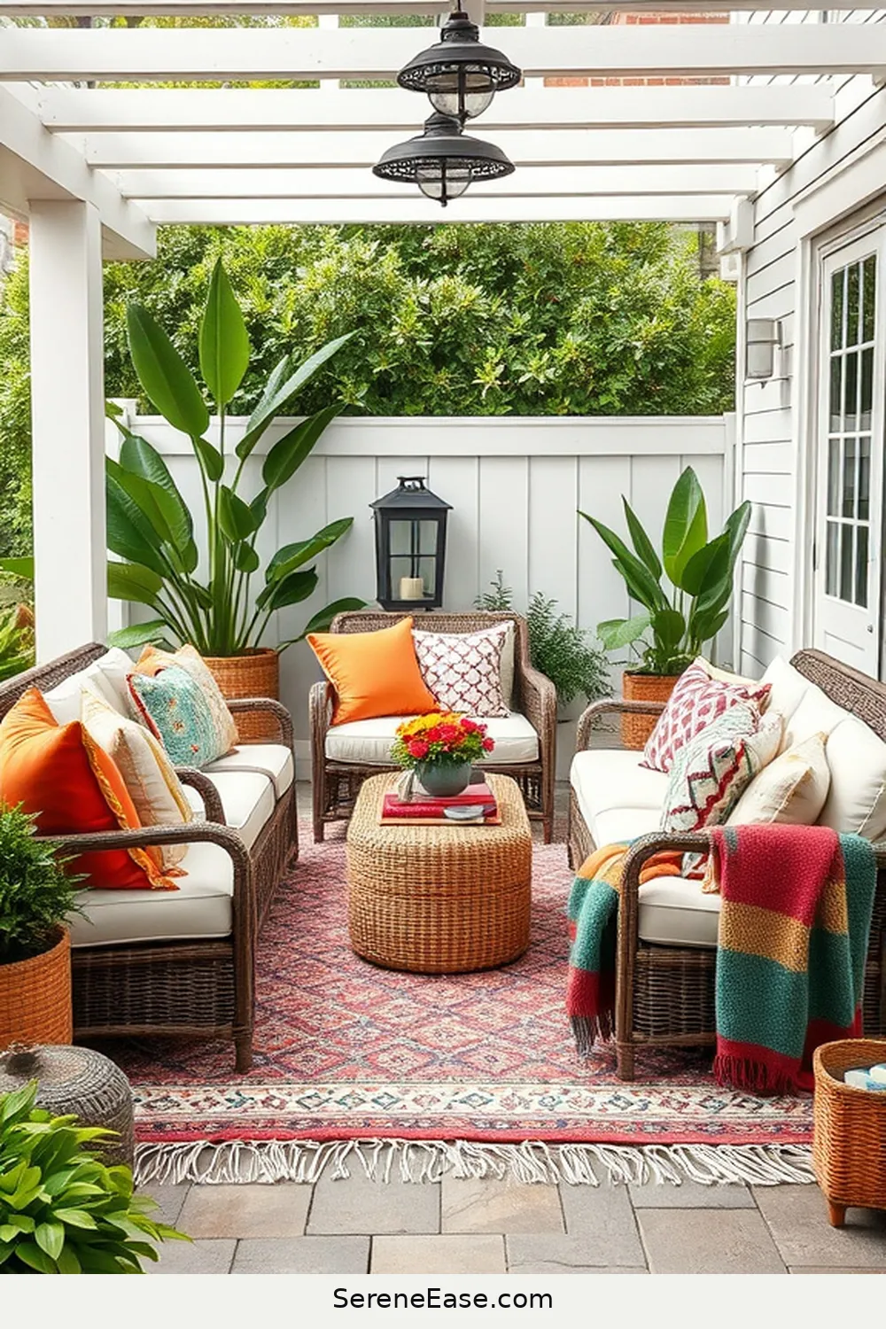 Design a Bold and Bright Outdoor Patio in Modern Farmhouse Style 11 Ensure Comfort With Soft Furnishings and Accessories for Design a Bold and Bright Outdoor Patio in Modern Farmhouse Style