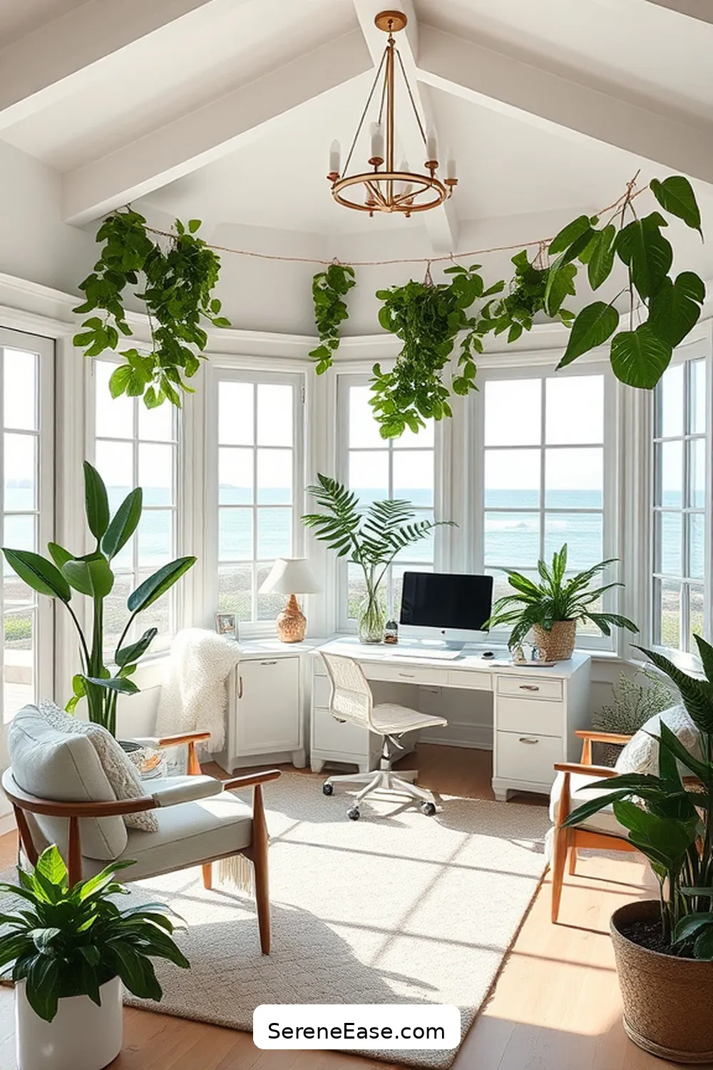 Designing Your Dream Home Office With Pastels and Coastal Style 9 Incorporating Plants for Freshness and Serenity for Designing Your Dream Home Office With Pastels and Coastal Style