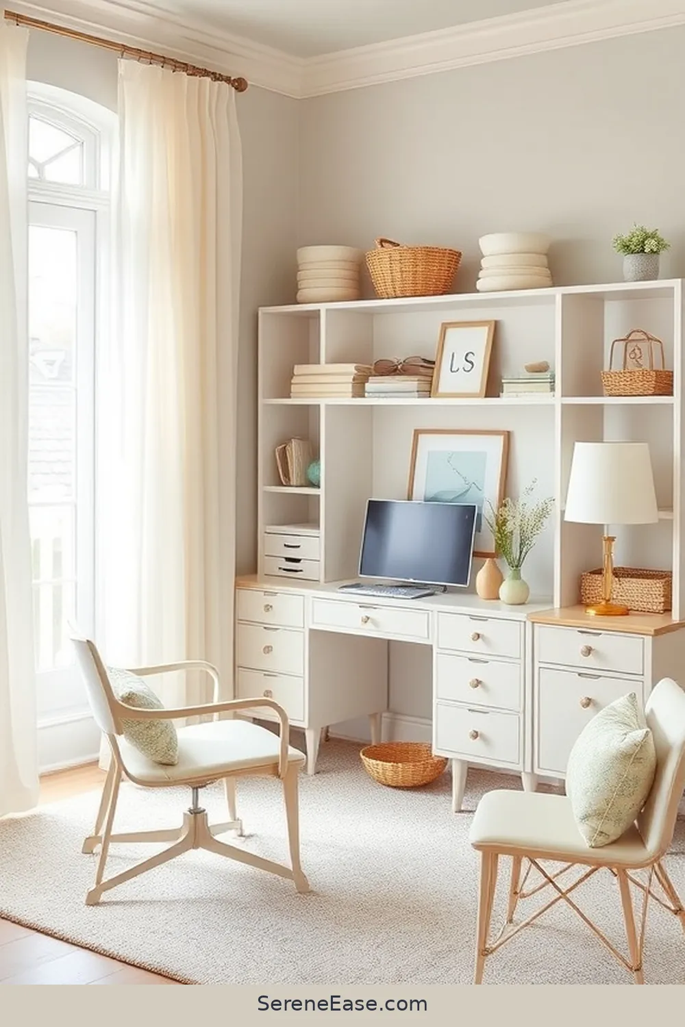 Designing Your Dream Home Office With Pastels and Coastal Style 4 Selecting Functional and Stylish Furniture for Designing Your Dream Home Office With Pastels and Coastal Style