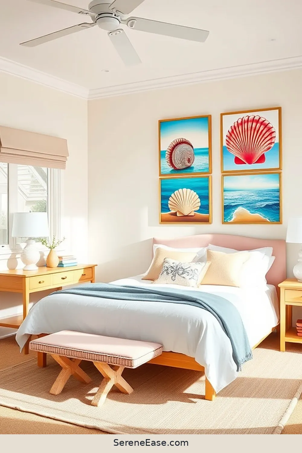 Add Coastal-Inspired Artwork for Embrace Bold and Bright Coastal Style in Your Bedroom: 16 Ways