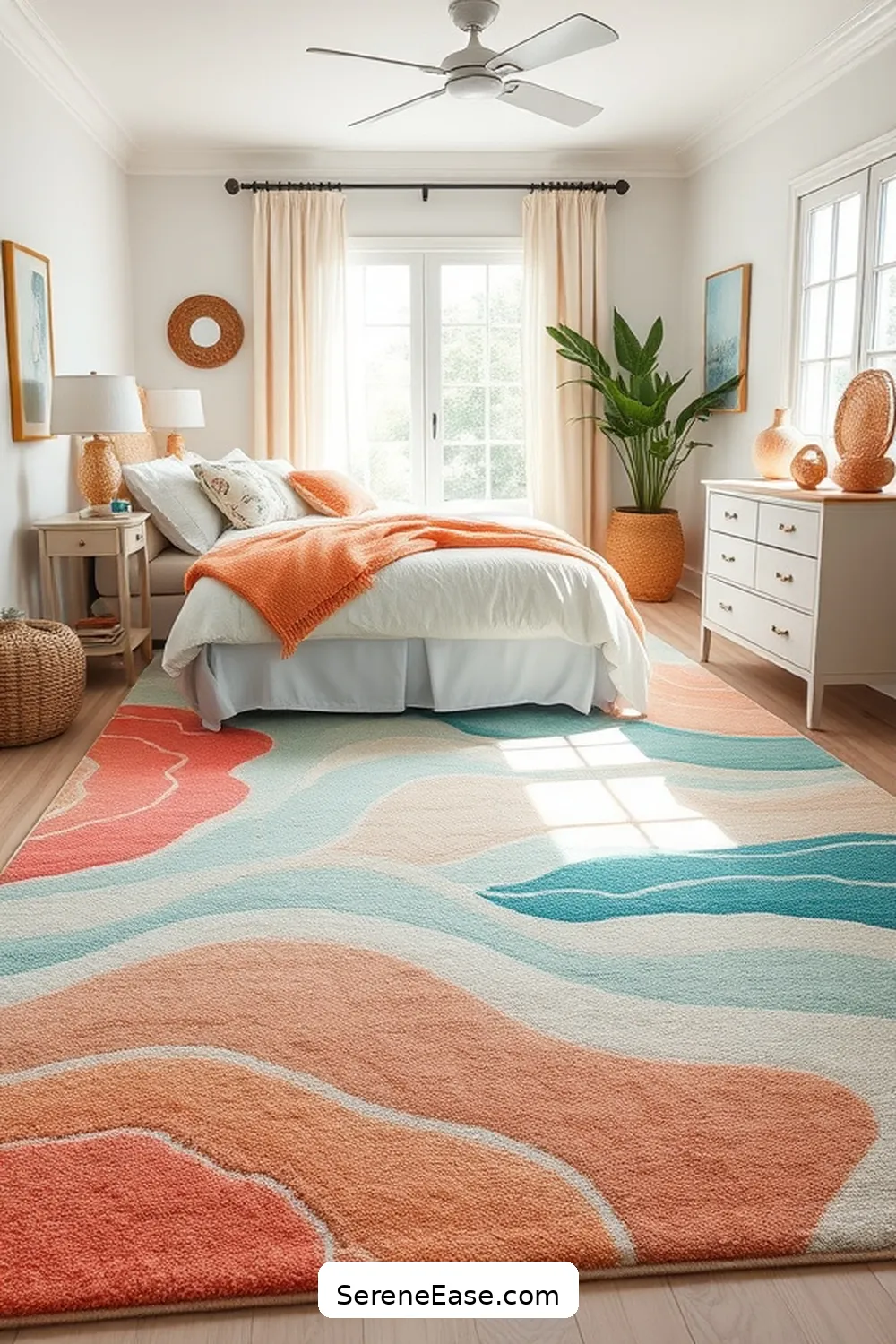 Choose Ocean-Inspired Rugs for Embrace Bold and Bright Coastal Style in Your Bedroom: 16 Ways