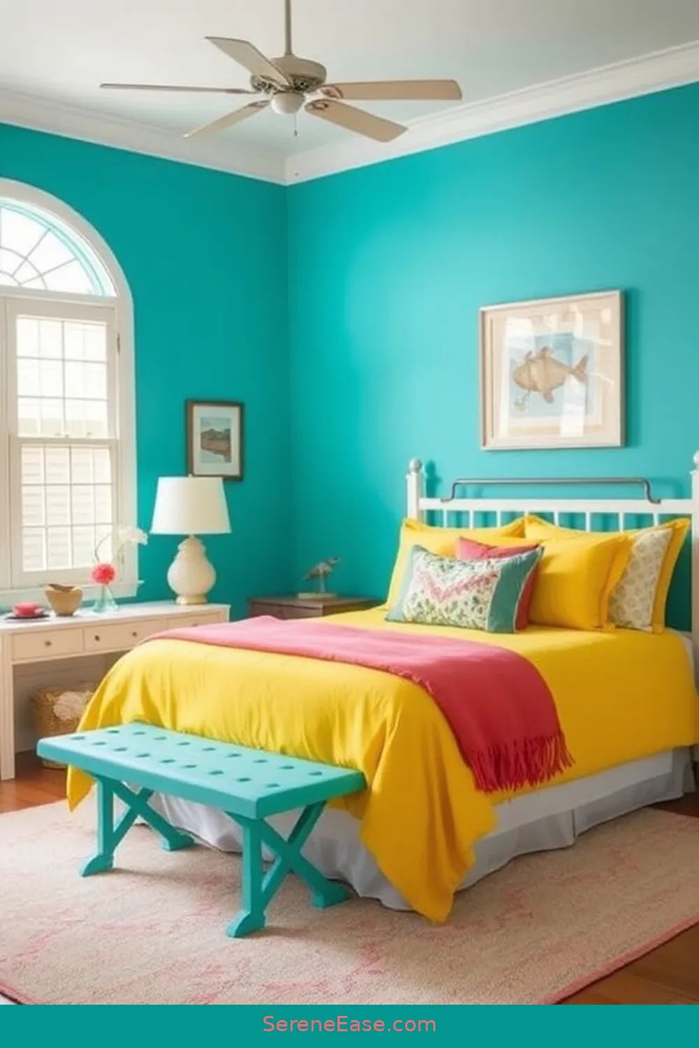 Choose a Bright Color Palette for Embrace Bold and Bright Coastal Style in Your Bedroom: 16 Ways