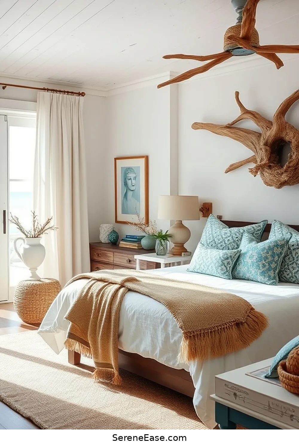 Introduce Driftwood Accents for Embrace Bold and Bright Coastal Style in Your Bedroom: 16 Ways
