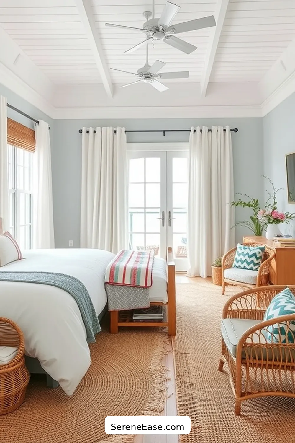 Use Natural Textures for Embrace Bold and Bright Coastal Style in Your Bedroom: 16 Ways
